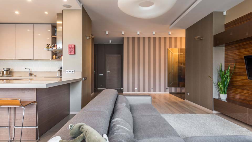 Salon lumineux d'un appartement meublé